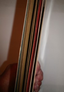 A view of the book with the different-colored sections visible.