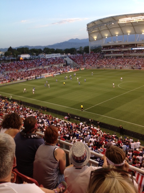 Second half action with the Oquirrh mountains in the background.