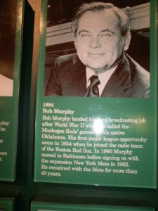 Long-time Met broadcaster Bob Murphy's plaque in the broadcaster's wing.