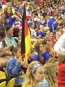 There were a few German fans scattered throughout the crowd. I'm not sure if the woman at the top left of the photograph is yelling at them or something else.