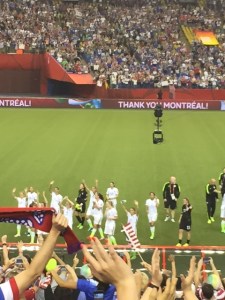 The U.S. players saluting the fans after the match.